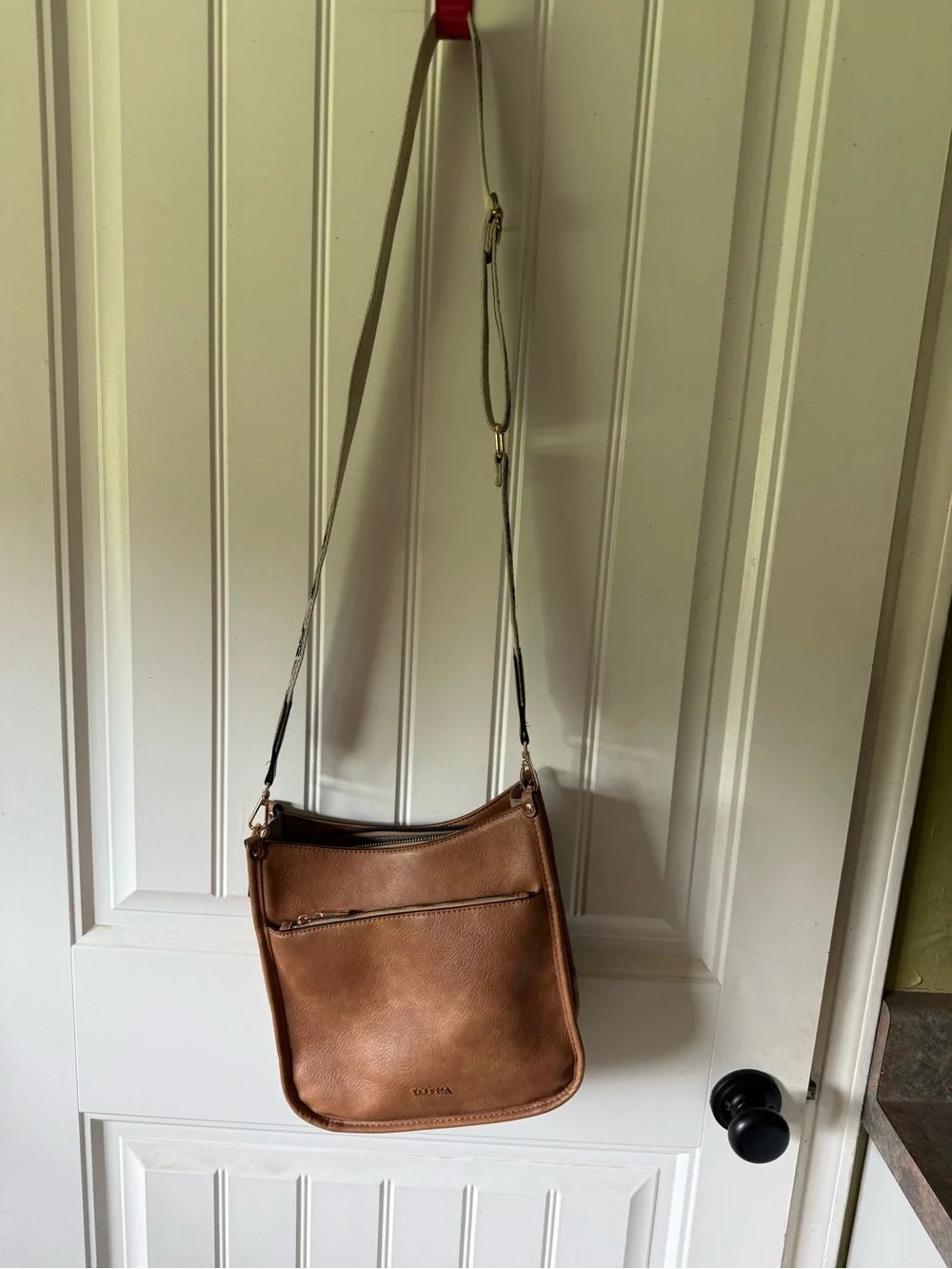 Telena brand Tan/Brown Leather Crossbody Bag